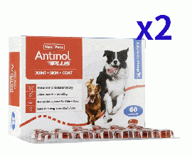 アンチノールプラス|60錠x2箱|犬用|関節|皮膚|被毛|心血管|腎臓|脳